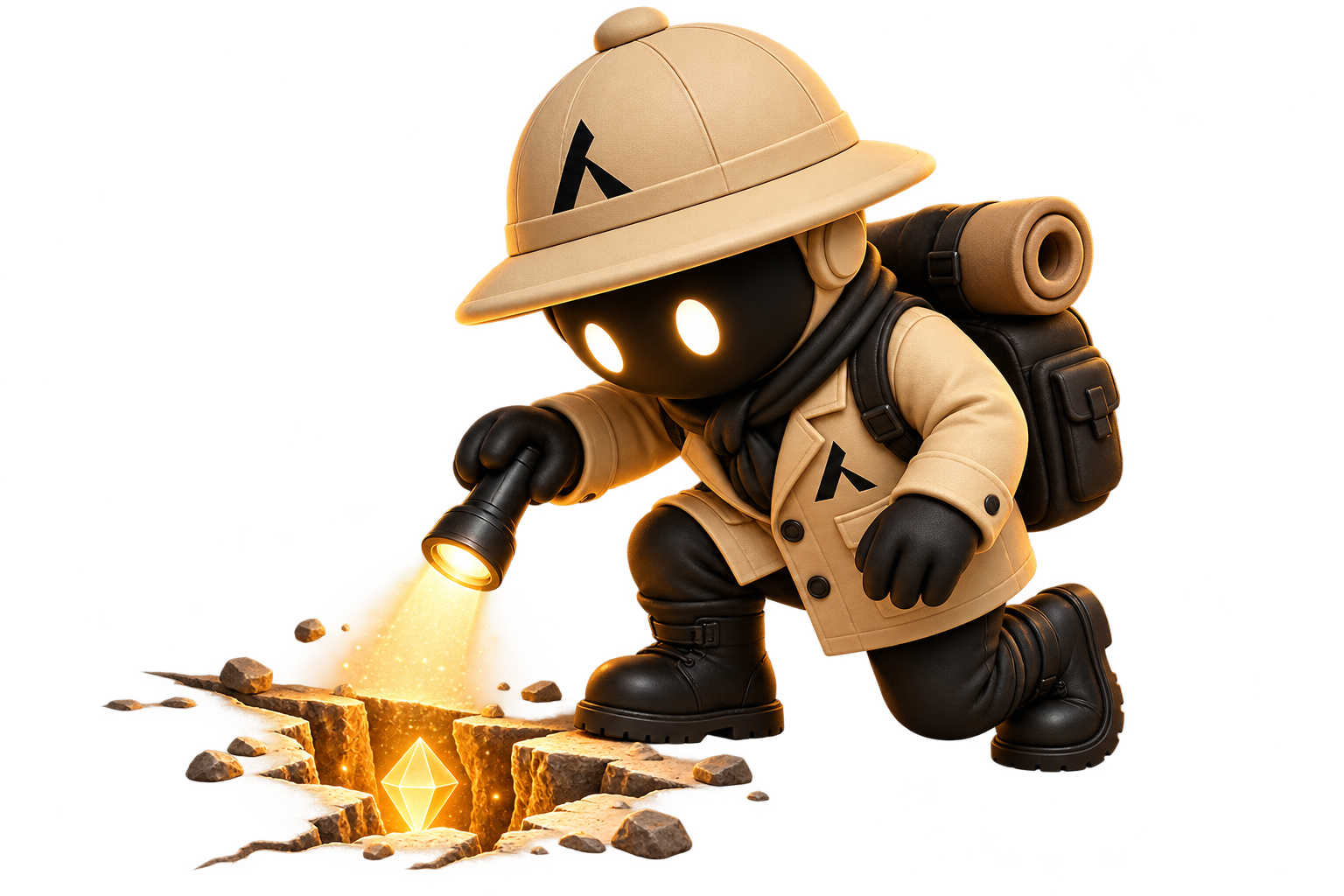 AppGaps mascot uncovering a glowing gem beneath the surface